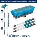 DSV Standard Car Wash Brush with 50'' Long Handle, Car Cleaning Brush with Hose Attachment, Car Brushes for Washing 10'' Soft Bristles for Scratch-Free Cleaning Auto, Truck, Boat, Floor and More