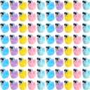 100pcs Summer Beach Ducks, Mini Resin Ducks Colorful Duck Figurines with Surfing Glasses Surfboards for Baby Shower Miniature Garden Landscape DIY Dollhouse Potted Plants Pool Party Decoration