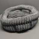 BALANCE Cat Bed Kitten Bed, Washable Round Cat Beds for Indoor Cats, Super Soft Plush Faux Fur Pet Bed for Puppy and Kitten with Anti-Slip Bottom (Grey)