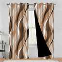 Brown Blackout Curtains, Ombre Grey and Brown Striped Window Curtains for Living Room Bedroom Modern Coffee Tan Room Darkening Grommet Curtains 53x63 Inch, 2 Panels