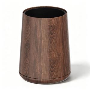 2.1 Gallon Metal Imitation Wood Grain Bathroom Trash Can