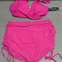 Blooming Jelly Womens High Waisted Bikini Sets Swim Skirt Mesh Swim Suits 2025 2 Piece Tummy Control Bathing Suits (Medium, Hot Pink)