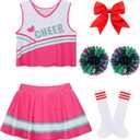 Cheerleader Costume for Girls, Cheer Uniform Dress Up Outfit with Accessories (XL)