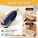 Mini Bag Sealer with Cutter and Magnet,Vacuum Sealer Bags for Food,Bag Resealer,2 in 1 Rechargeable Food Bag Sealer,Chip Heat Sealer for Plastic Bag Snack Bag Food Storage (White+Blue)