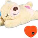 ZALBYUY Puppy Toys with Heartbeat, Puppy Sleep Aid Toy, Small Dog Training Doll for Separation Anxiety Relief, Pets Plush Toys for Dogs Cats (Bear)