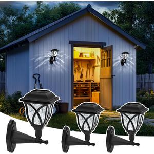 Solar Wall Lantern Outdoor Shed Lights, Waterproof Solar Powered Decorative Lights for Pet House, Fence, Garden, Shed and Backyard (1 Pack Cold White)