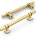 Amerdeco 10 Pack Brushed Gold Cabinet Pulls 5 Inch(128mm) Hole Center Drawer Pulls Cabinet Hardware Kitchen Cabinet Handles for Bathroom Dresser Pulls ZH0067