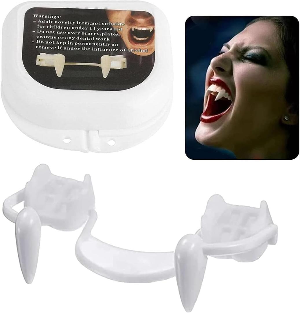Vampire Teeth, Retractable Vampire Fangs Reusable Realistic Vampire Teeth, Vampire Cosplay Fake Teeth Braces Halloween Party Dress Up Horror Props
