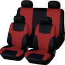 Car Seat Cover Full Set, Breathable Washable Vehicle Front Seat Protector, Auto Interior Airbag Split Rear Bench with Removable Headrest Cover, Universal for SUV, Sedan, Truck (Red)