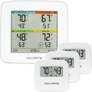 AcuRite 01095M Indoor Temperature & Humidity Station with 3 Sensors, White