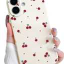 Lovmooful Compatible for iPhone 16 Plus Case Cute Cherry with Aesthetic Design for Girls Women Soft TPU Shockproof More Protective Girly for iPhone 16 Plus Case-Red