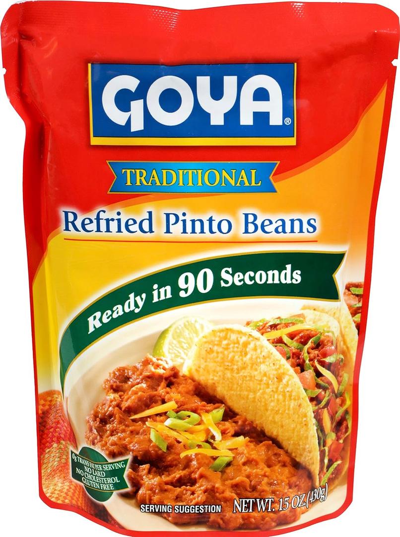 Goya Foods Traditional Refried Pinto Beans, 15 Ounce Pouch (EXP 10/31/27)