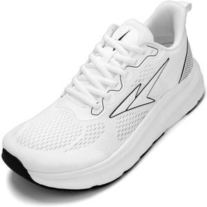 Pozvnn Mens Wide Walking Shoes Soft Sole Non Slip Running Comfortable Tennis Breathable Athletic Gym Workout Sport Sneakers (6.5 Wide, 1 White)