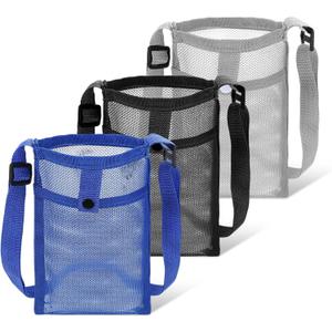 3Pcs Water Bottle Carrier with Strap, Adjustable Mesh Water Bottle Holder Bag for Walking Hiking Travel Schooling Lightweight Crossbody Bottles Shoulder for Carrying Tumbler Bottles, Easy to Carry