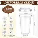 LemonRoad 200 Sets 18 oz Round Bottom Clear Plastic Cups with Sip Lid Disposable Plastic Iced Coffee Cup with Strawless Lid for Smoothie, Juice, Cold Beverage, Party Catering, Drink Shop 