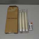 GenSwin Flameless Taper Candles with Remote Timer, Real Wax LED Flickering Candlesticks Battery Operated 3D Wick for Wedding, Party, Home(Ivory, 9.84", Set of 3)