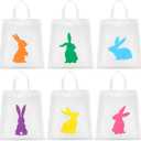 60 Pcs Easter Bags Large Bunny Tote Bulk Eggs Hunt Bags 15" x 16" Reusable Colorful Non Woven Tote for Gifts Goodies Party Favors