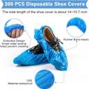 Unittype 300 Pcs Blue Disposable Waterproof Shoe Covers with 1 Pcs Indoor Foldable Storage Box Welcome Please Remove or Cover Shoes Sign for House, Fits up to Size 11 Us Men and 13 Us Women