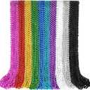 100 PCS Mardi Gras Beads Necklaces, 10 Colors 33 Inch Colorful Bead Necklaces Bulk Party Beads Necklace Round Beaded Necklaces for Mardi Gras, St. Patrick's Day, Christmas, Carnival Party Favor