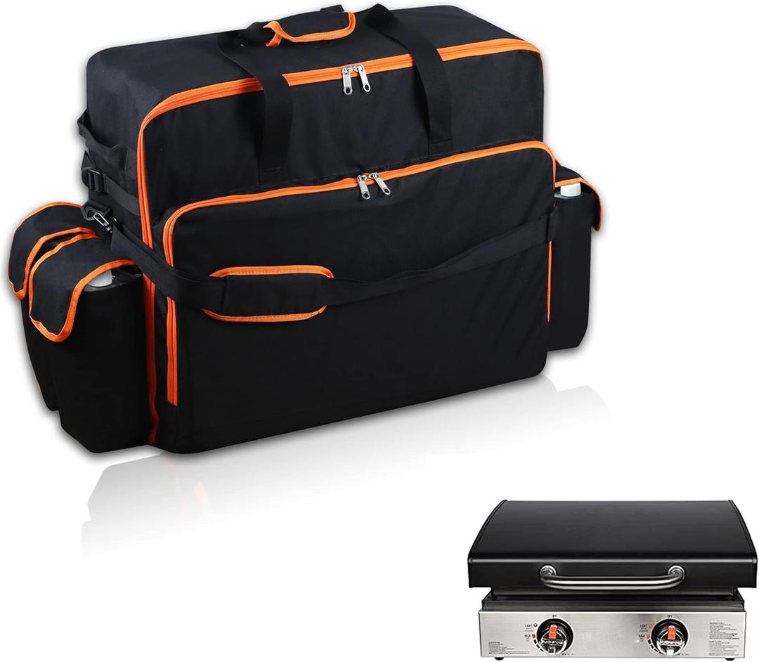 WOMACO 22 Inch Griddle Carry Bag for Blackstone With Hood Lid, Heavy Duty Portable Tabletop Carrying Bag for Travel, Weather Resistant BBQ Grill Case With Shoulder Strap