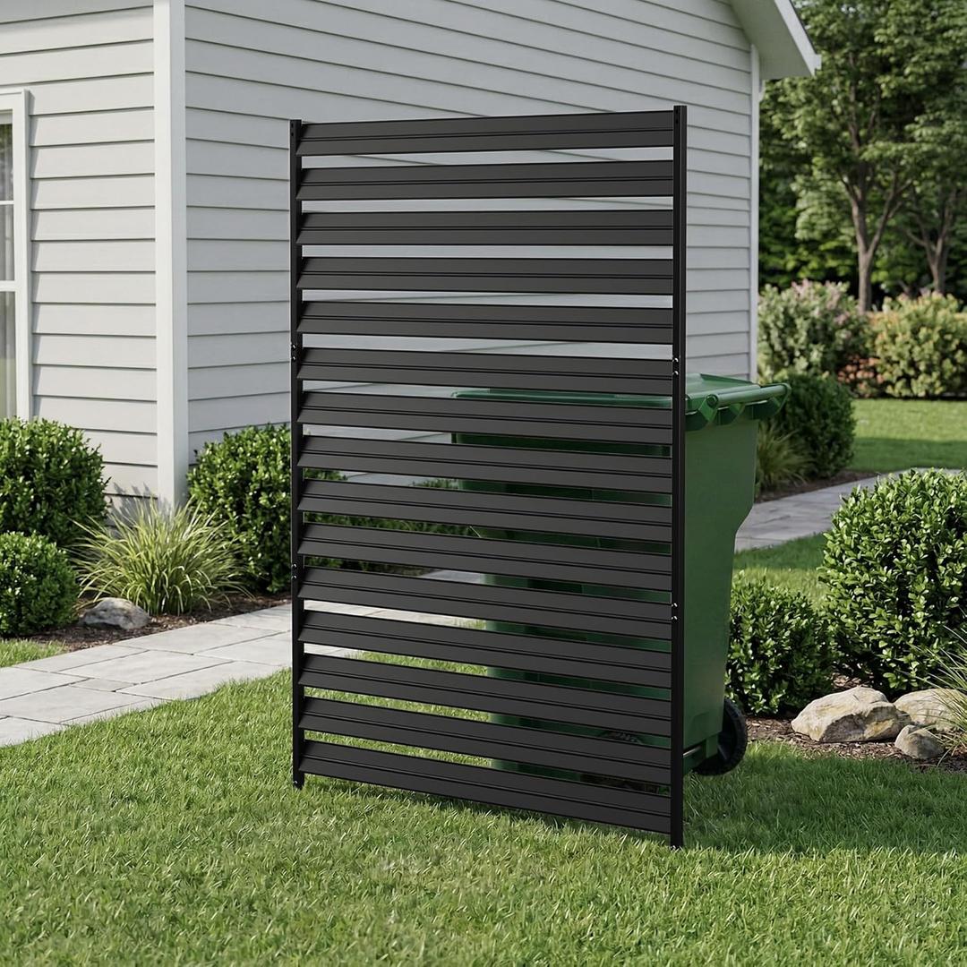 SMARTSTANDARD Metal Air Conditioner Fence 1 Panel - 38" W x 60" H Outdoor Privacy Screen, No Dig Pool Equipment Enclosure, Trash Can Screens, Garden Fencing for AC Unit Patio Backyard, Black