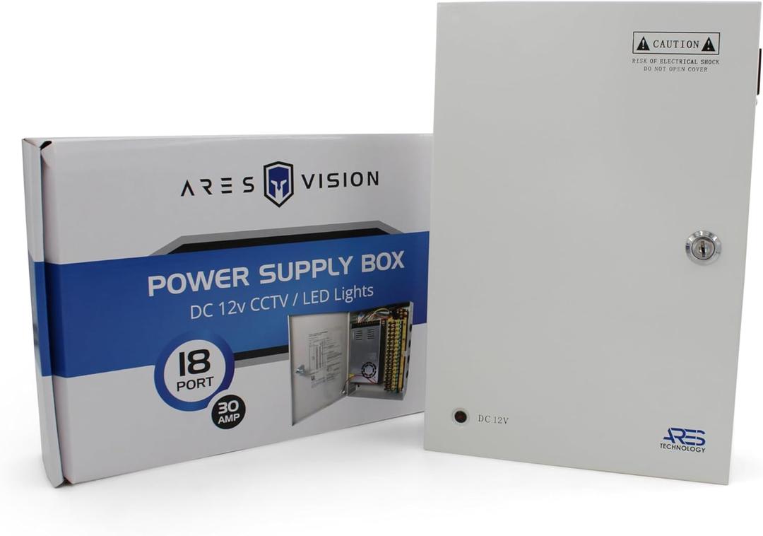 18 Channel/Port 30 AMPS, 12V DC Power Supply Box, Individually Fused for CCTV, LED, and All 12v DC Devices. (18CH 30 AMP)