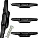 Marine Dock Cleats, 4-8 inch Black Nylon Boat Rope Cleats with Mounting Hardware, Pack of 4