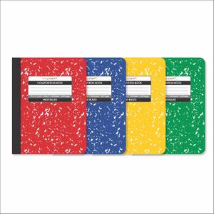 Composition Book  100 Sheets, Wide Ruled, 9.75 x 7.5 inch  Durable Cover  School & Office Use  Pack of 4 - Color Marble Design