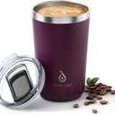 Ideus 20 oz Tumbler, Travel Coffee Mug with Splash Proof Sliding Lid, Double Wall Stainless Steel Vacuum Insulated Coffee Mug for Home and Office, Keep Beverages Hot or Cold, Red Violet