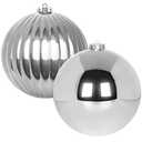 Benjia Extra Large Size Outdoor Christmas Ornaments, Jumbo Oversized Huge Big Shatterproof Xmas Plastic Balls for Outside Lawn Yard Tree Hanging Decorations (8"/200mm, Silver, 2 Packs)