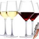 Physkoa Glass Set of 4, Hand-Blown Crystal Glasses with Corkscrew, Perfect for Christmas, Wedding & Housewarming Gifts (Modern)