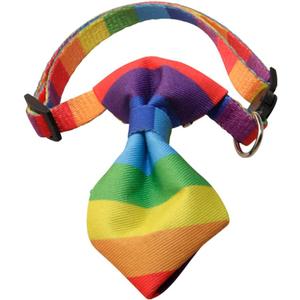 POPETPOP Rainbow Bow Tie Cat Collar Breakaway Safety Collar for Cats and Dogs Adjustable Pet Necklace for Daily Wear and Special Occasions
