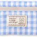 Monolike Unmatched Friends Fabric Check Pencil Case, Blue - Pencil Pouch, Portable Pencil Bag, Pencil Case, Office Pouch case, Fabric, Cushion, Soft, Pastel