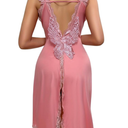 EHSUTAB Women Sexy Chemise Nightgowns, Back Slit Backless Butterfly Sleeveless Lingerie Sleepwear, Full Slip Lace Trim Dress Small