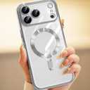 CHICLADY for iPhone 17 Pro Max Case with 1x Screen Protector, [Compatible with MagSafe] [Integrated Camera Protection], Non Yellowing Slim Cute Women Girly Magnetic Cover for iPhone 17 Pro Max, Silver