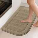 BEQHAUSE 30x18 Inch Kitchen Rug Mat Durable Kitchen Rugs Non-Slip Washable Absorbent Kitchen Mats for Floor Dirt-Resistant Semicircular Kitchen Mat (Beige)