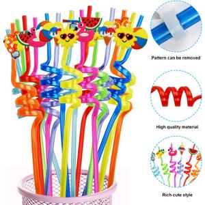 Curly Straws 
Summer Party Straws, Beach Pool Drinking Straws Reusable Crazy Straws Summer Party Favors Decorations Kids Pool Birthday Party Supplies for Girls Boys
Set of 4 Pack 32 PCS