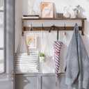 AMBIRD Coat Rack Wall Mount with Shelf, 28.9 Inches Coat Hooks Wall Mounted with 5 Hooks, Wall Hat Hooks for Hanging in Entryway, Living Room, Bathroom, Bedroom (Brown)