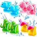 Skylety 8 Pieces Swim Arm Floaties for Kids Inflatable Swim Armbands Float Sleeves Swimming Arm Float Rings for Toddler Boys Girls