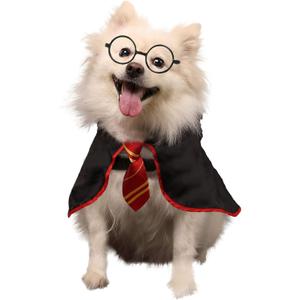 Halloween Dog Costume Pet Wizard Shirt Cat Soft Clothes for Dogs Cats Soft Hoodies with Glasses (Large) (Large(Neck:21"), Red01)