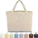 Sminra Corduroy Small Tote Bible Bag for Women, Mini Daily Handbag Cute Aesthetic for Book, Essential, Water Bottle Organizer (Khaki)