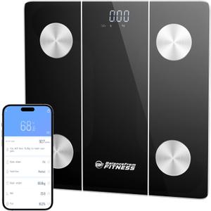 BalanceFrom Smart Scale for Body Weight Digital Bathroom Bluetooth BMI Body Fat Scale with 12 Body Composition Analyzer, Tempered Glass Weighing Scale LED Display Sync with Apps, 400lbs