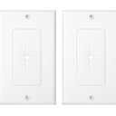 Cable Matters 2-Pack 1-Gang Wall Cable Pass Through, Cable Wall Plate with Flexible Rubber Grommet, Cord Hiding/Management Solution for Home and Office, White