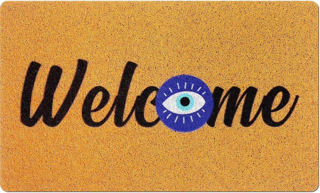 Mindsoft Evil Eye Door Mat Evil Eye Welcome Rugs Doormats 18 x 30 Inch Funny Welcome Mats Non Slip Front Door Rug Outdoor Indoor