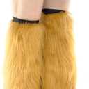 FHQHTH Fuzzy Faux Fur Leg Warmers Fur Heels Long Boots Cuff Cover has Elasticity One Pair Dionysia Boot cover Carnival 18" [Camel, Large]