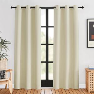 NICETOWN Blackout Curtains for Bedroom, Beige, 42 W by 80 L, Set of 2, Thermal Insulated Curtains & Drapes with Grommet Top for Living Room, Privacy Window Treatment Draperies
