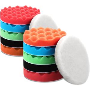 BBTO 12 Pieces Buffing Polishing Pads 6 Inch Compound Buffing Sponge Pads Cutting Polishing Kit for Car Buffer Compounding and Waxing