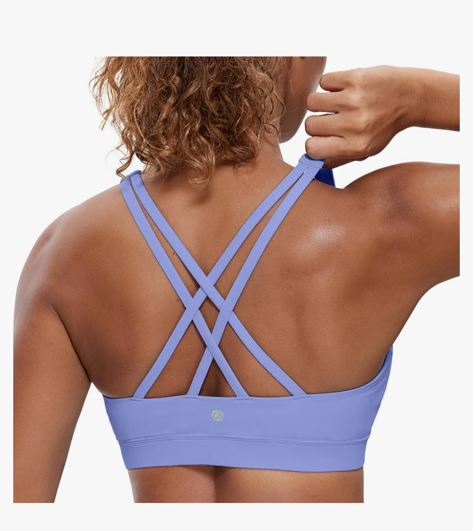 CRZ YOGA Women's Strappy Sports Bras Fitness Workout Padded Yoga Top Criss Cross Back Cami,S