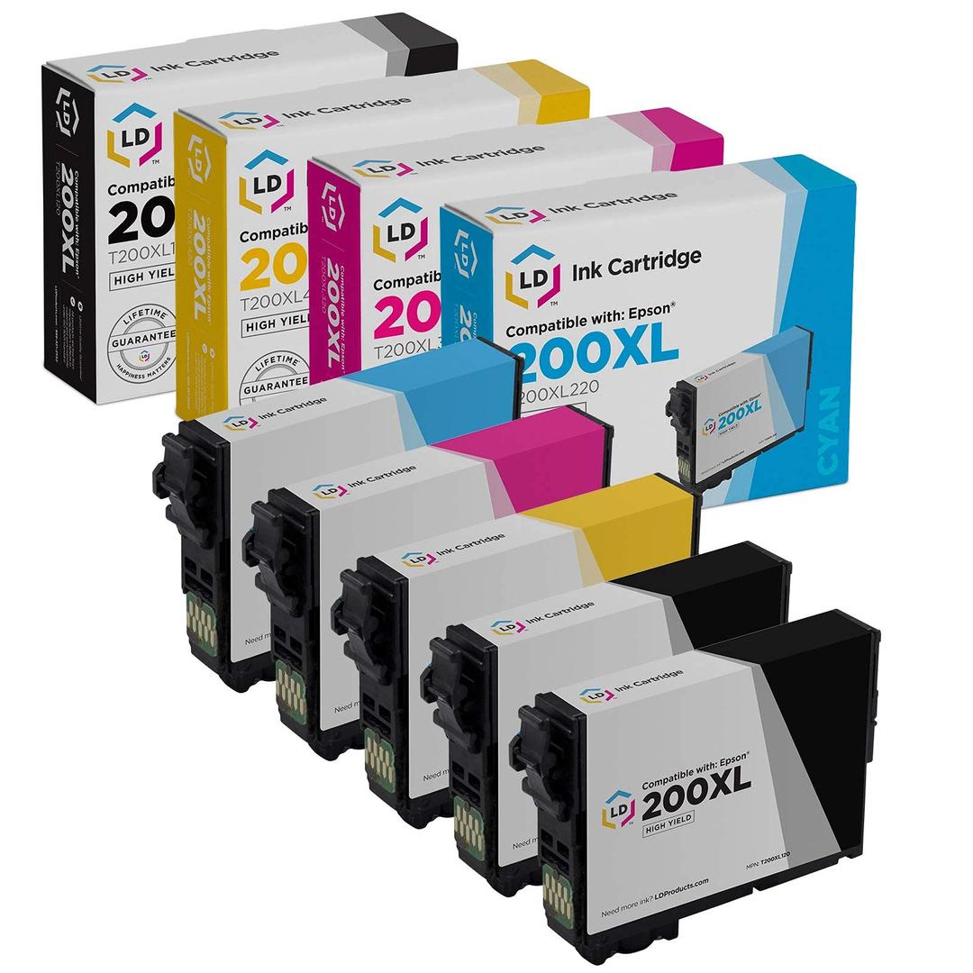 LD Products Remanufactured Ink Cartridge Replacement for Epson 200 200XL High Yield (2 Black, 1 Cyan, 1 Magenta, 1 Yellow, 5-Pack)
