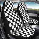 Pehede Car Seat Cover Black and White Chess Pattern Front for Cars, Easy to Install Cover Set, Accessories Auto Trucks Van SUV,2 Packs